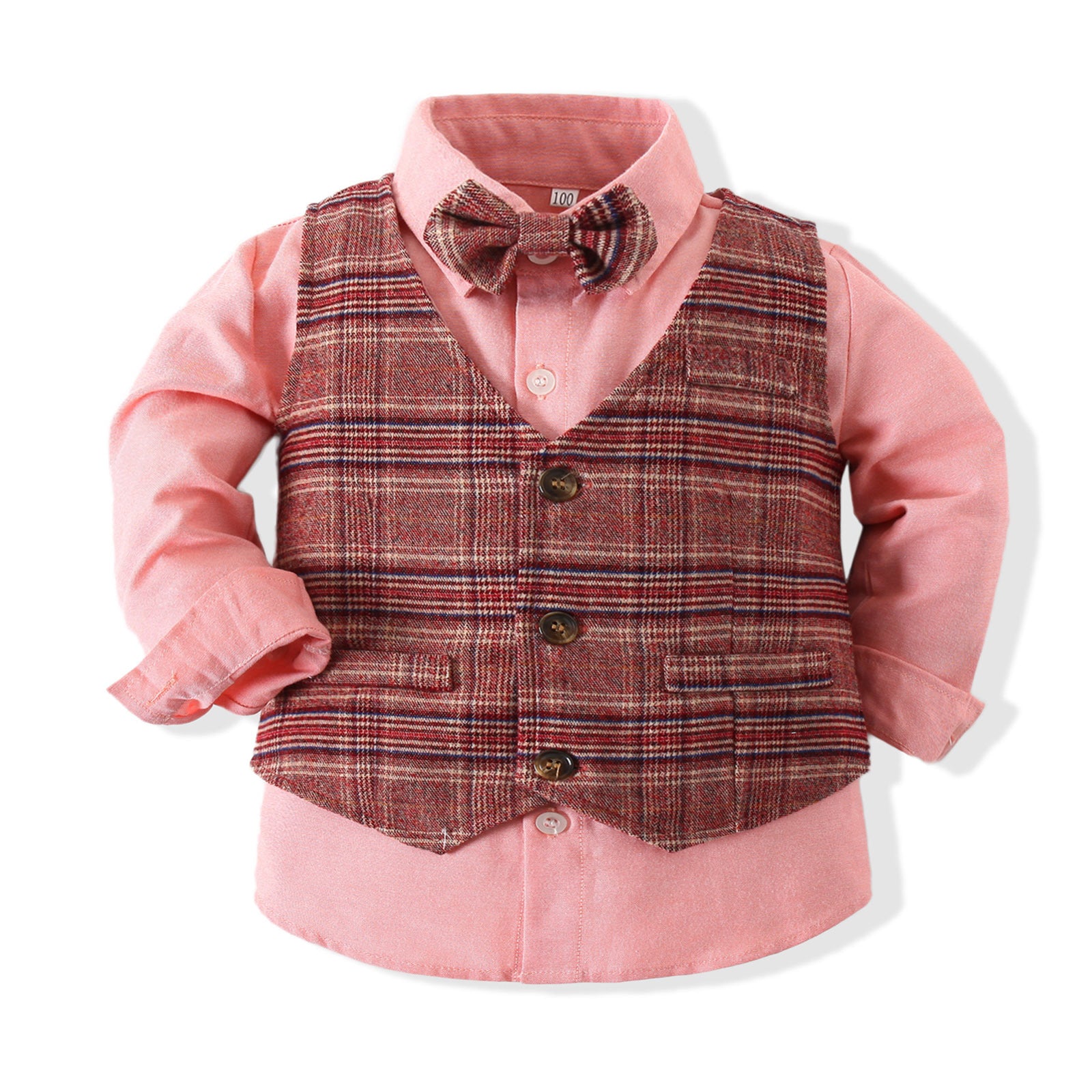 Autumn Baby Boys Gentleman Suit Plaid Banquet 2 Pcs Sets