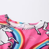 Family Matchinf Parent-child Round Collar Short Sleeve Rainbow Pony Dresses