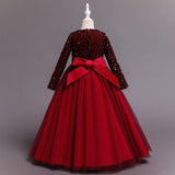 Kid Girl Princess Host Sequin Gauze Wedding Pompous Dresses
