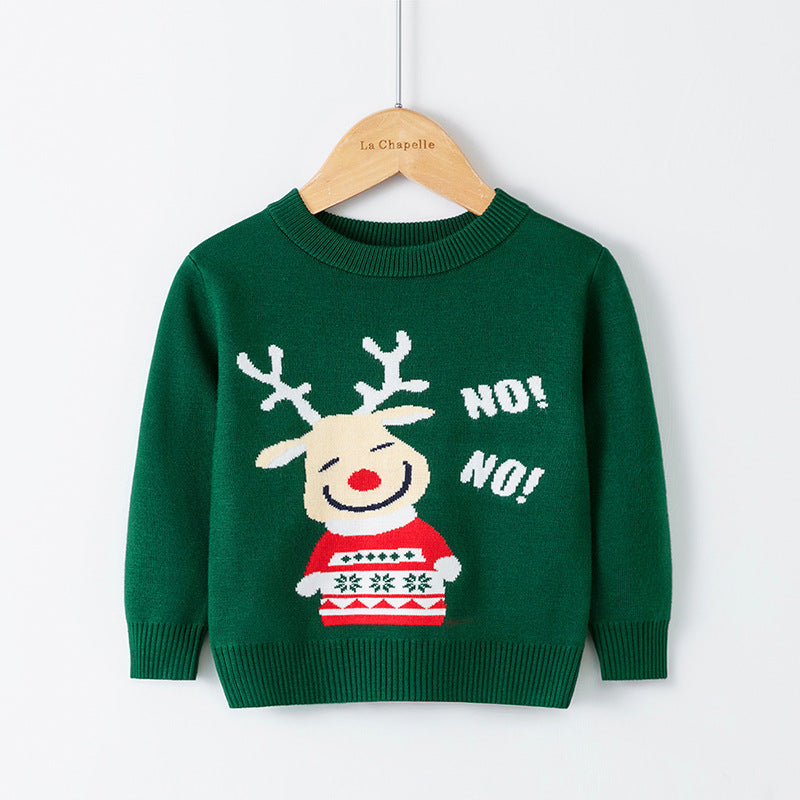 Kid Baby Boy Cartoon Bottoming Christmas Sweater Cardigan