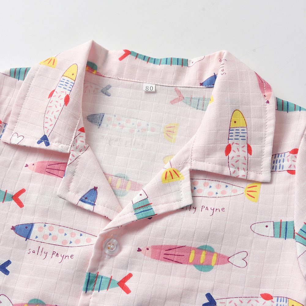 Kid Baby Boy GirlCotton Pajamas Summer Short Sleeve Cartoon Casual 2 Pcs