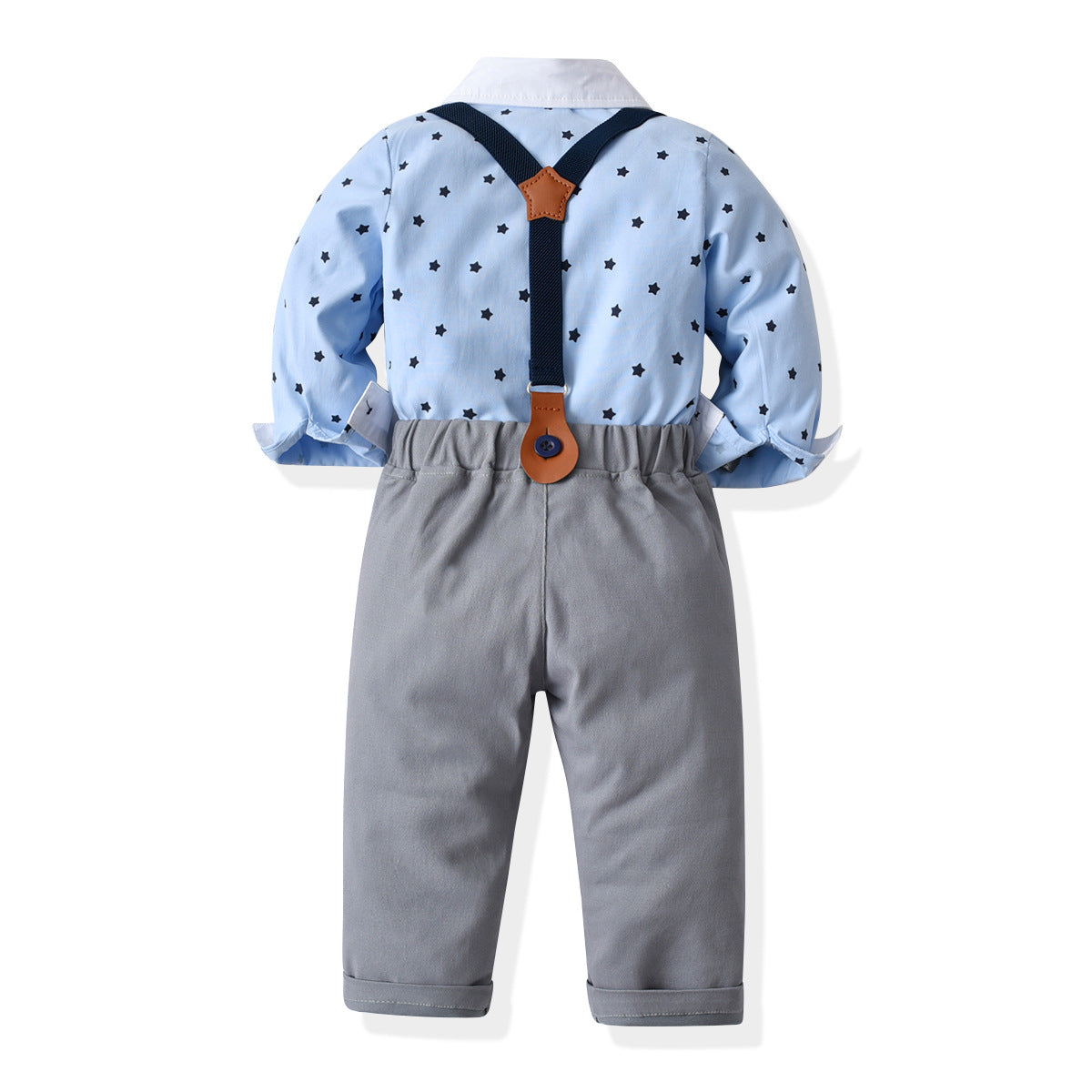 Baby Boy Suit Long Sleeve Halter Overalls 4 Pcs Sets