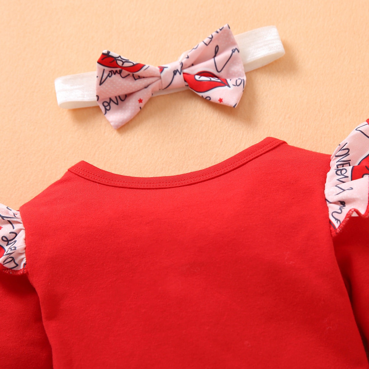Baby Girl Valentine's Day Long Sleeves Bodysui 3pcs Sets