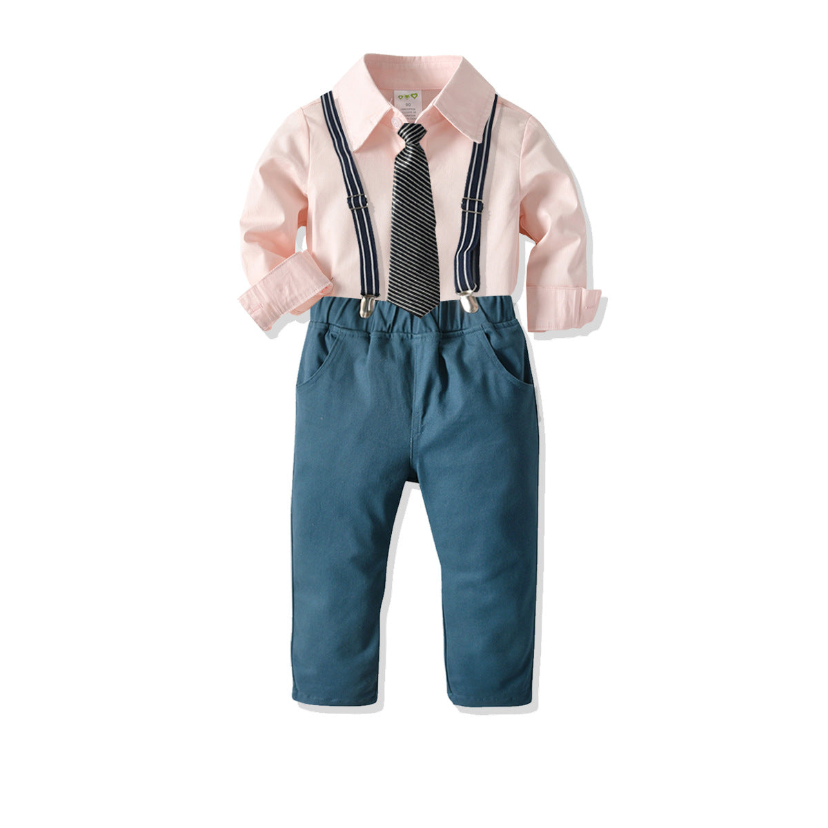 Kid Baby Boy Suit Solid Long Sleeve Formal 4 Pcs Sets