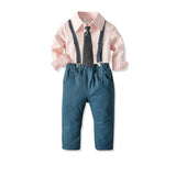 Kid Baby Boy Suit Solid Long Sleeve Formal 4 Pcs Sets