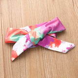 Summer Kid Baby Girls Suit Tie-dyed Ripped Denim Shorts 3pcs