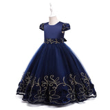 Kid Girl Princess Sleeveless Long Evening Catwalk Piano Performance Dresses