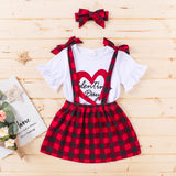 Kid Baby Girl Valentine's Day Love Short Sleeve 3 Pcs Sets