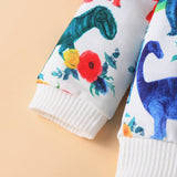 Kid Baby Boy Autumn Long Sleeve Cotton Dinosaur Suit 2 Pcs Sets