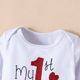 Little Baby Girl Valentine's Day Letter Long Sleeve 3 Pcs Sets