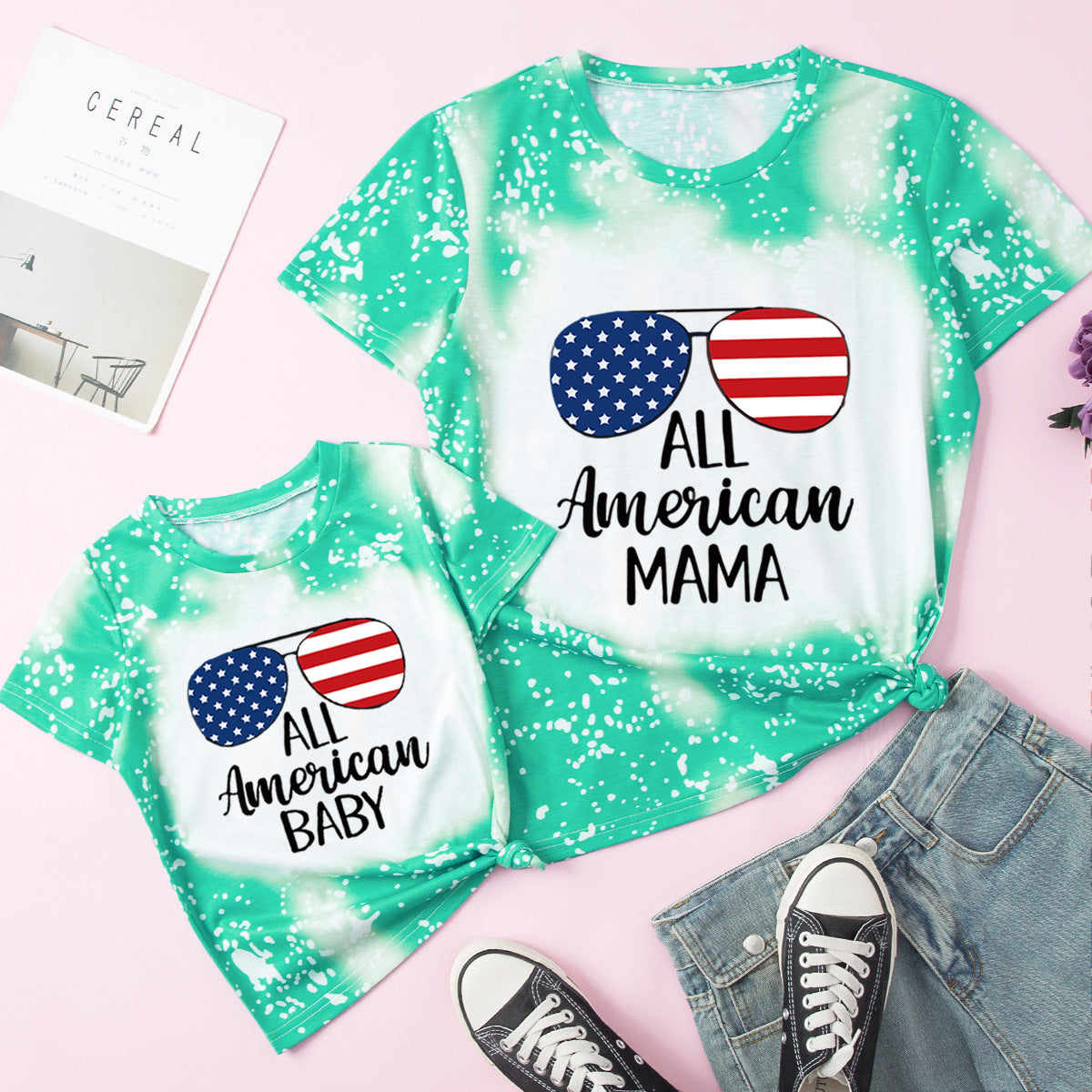 Family Matching Mother Daughter Short Sleeves Cotton T-shirt