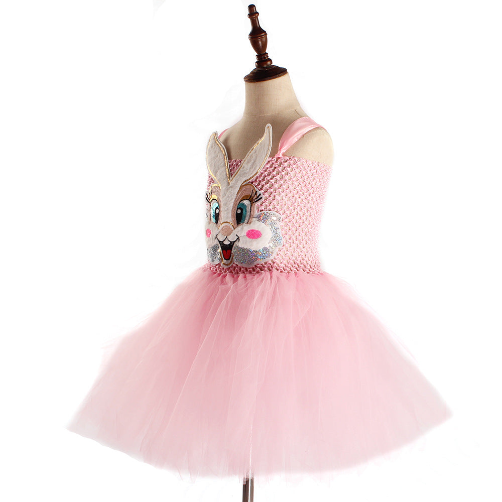 Kid Baby Girl Easter Bunny Plush Rabbit Ears Princess Dress