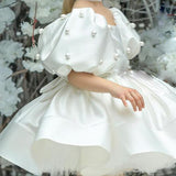 Kid Baby Girl Princess White Pompous Yarn Evening Flower Dresses
