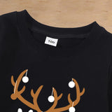 Family Matching Autumn Christmas Elk Print Warm Hoodie