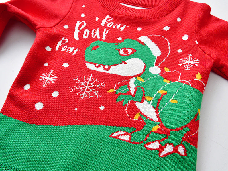 Kid Baby Girl Knit Pullover Autumn Christmas Jacquard Sweater