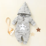 Baby Girl Boy Moon Long-sleeved Onesie Autumn Hooded Climbing Rompers