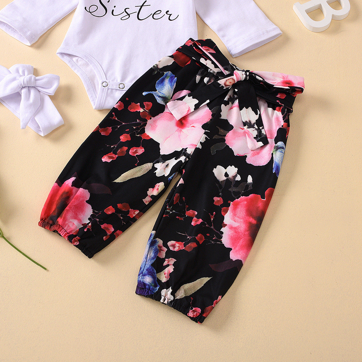 Spring Baby Girl Valentine's Day Set Long Sleeve Fart 3 Pcs