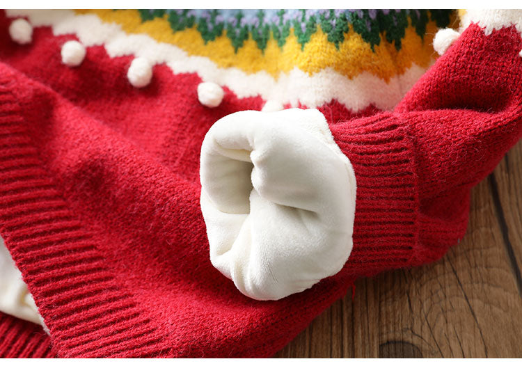 Kid Baby Girl New Year Retro Cashmere Sweater