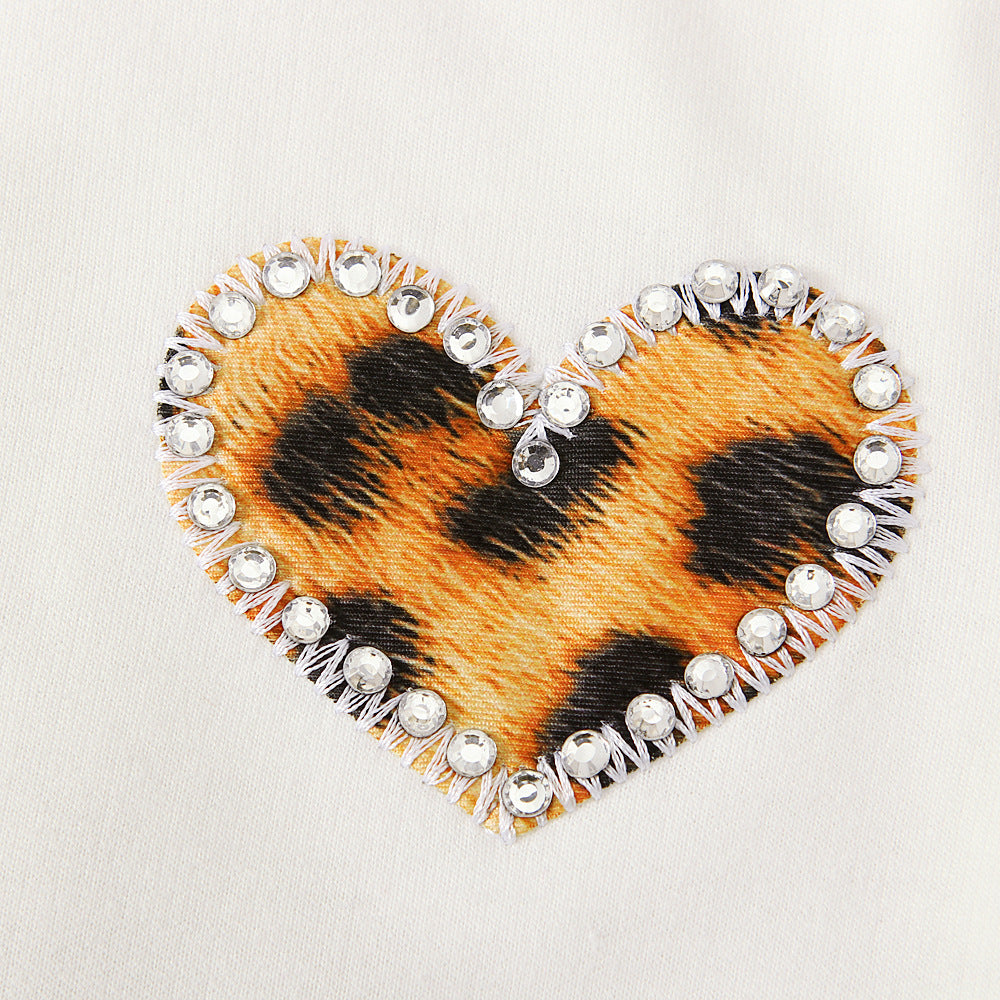 Baby Girls Valentine's Day Long Sleeve Love Leopard Print 3 Pcs Sets