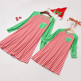 Family Matching Long-sleeved Christmas Striped Dress