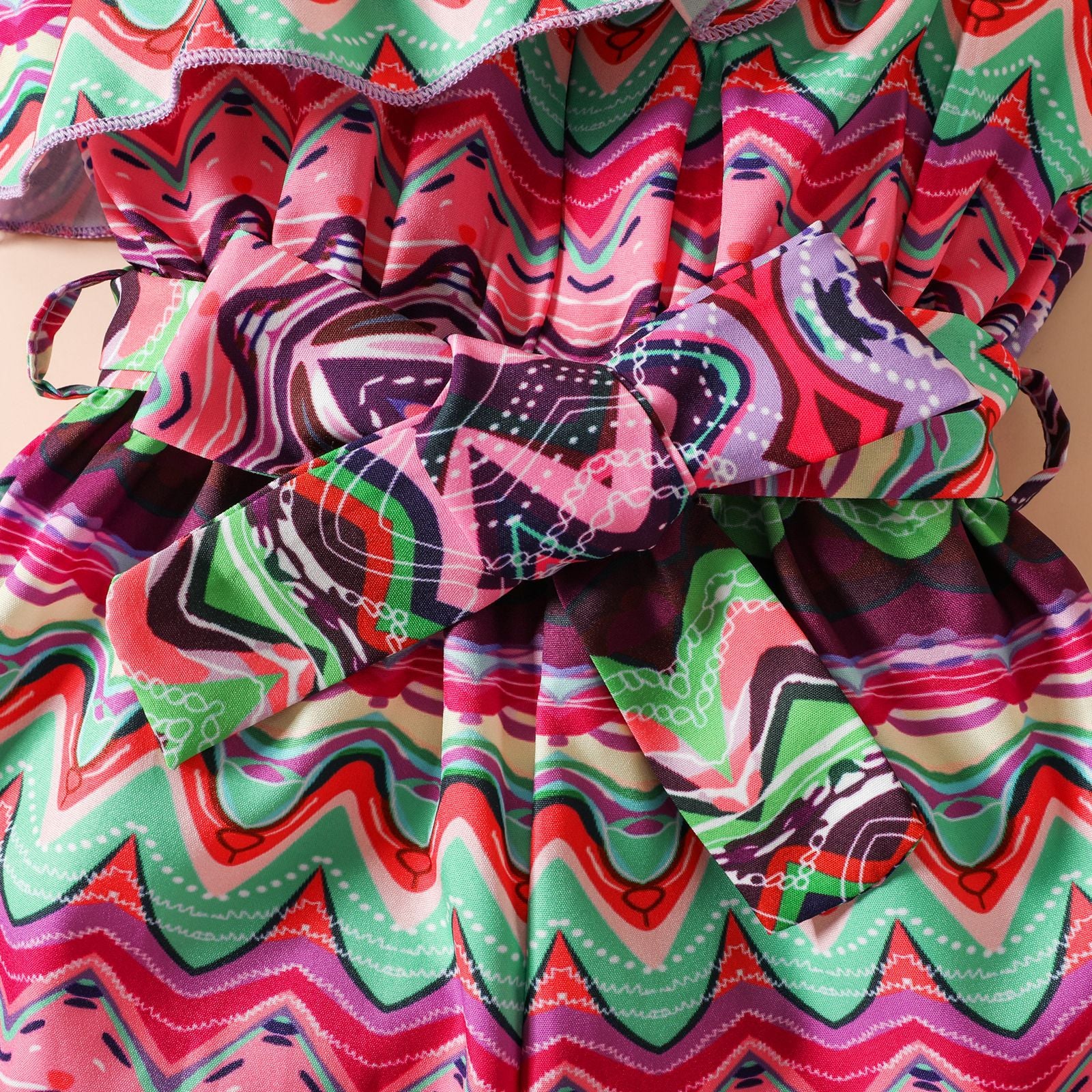 Kid Baby Girls Slant Shoulder Lotus Belt Jumpsuit Rompers