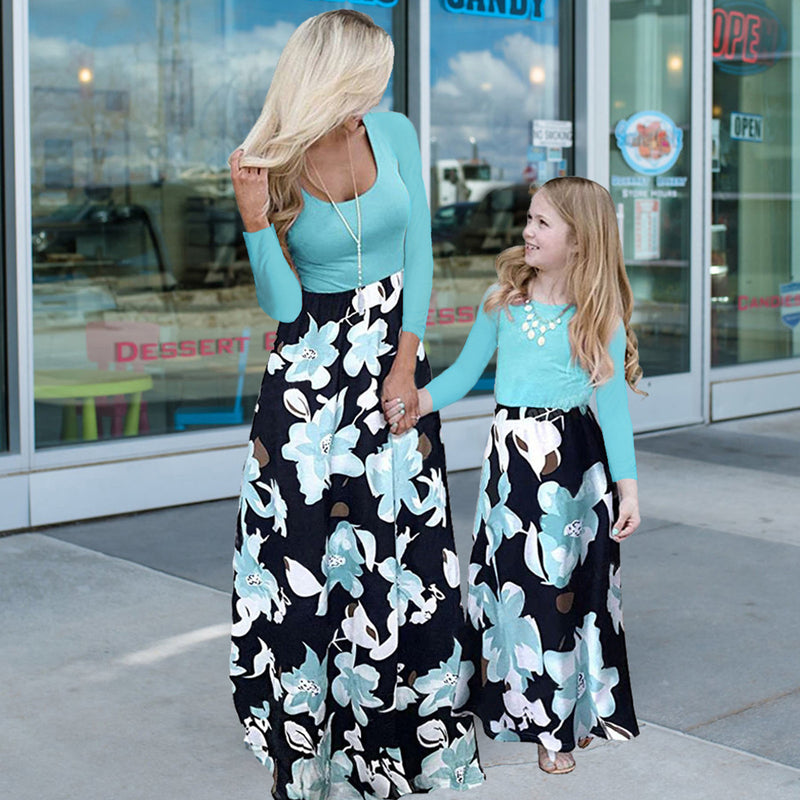 Family Matching Parent-child Mother Daughter Stitching Dress