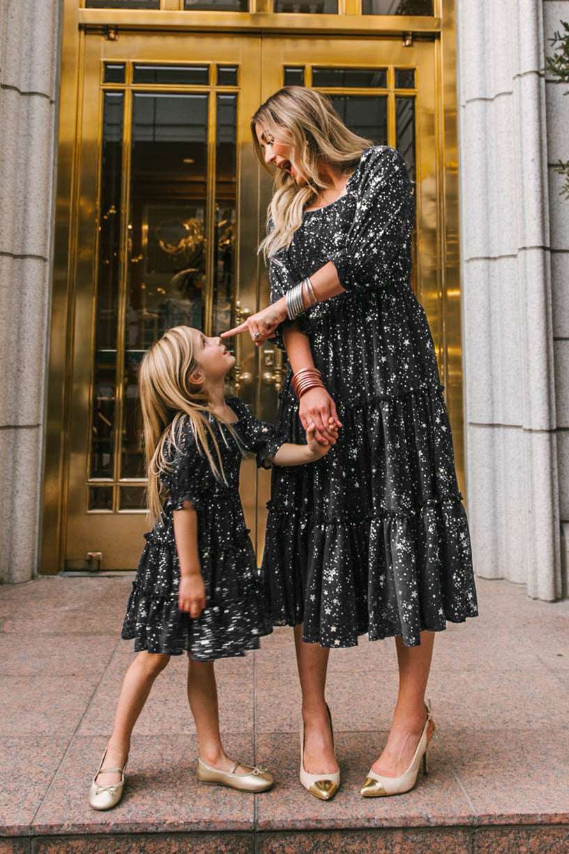 Family Matching Parent-child Bohemian Long Square Collar Dresses
