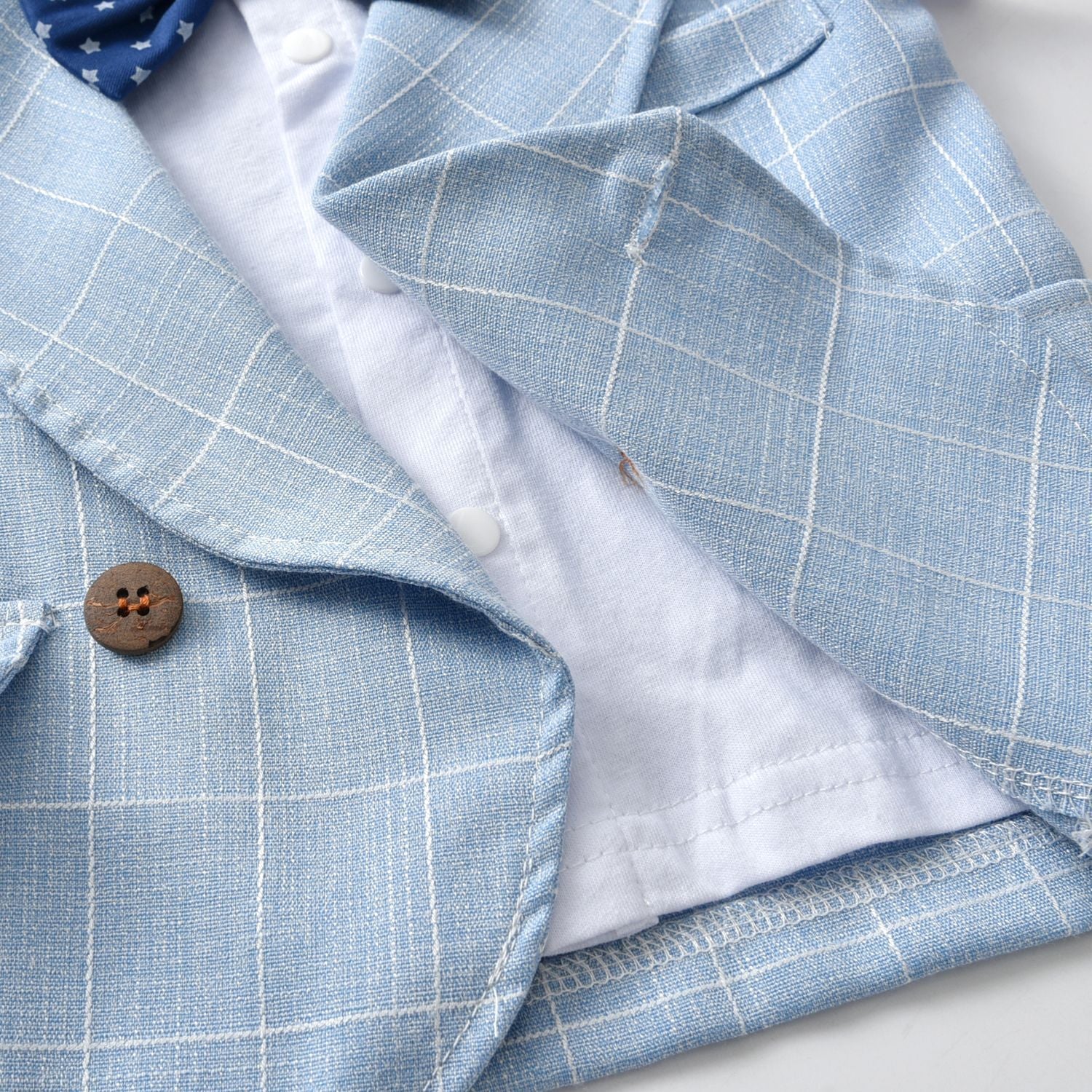 Kid Baby Boy Suit Summer Checked Gentleman Short Sleeve 2 Pcs Set