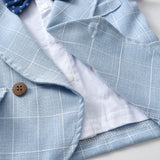 Kid Baby Boy Suit Summer Checked Gentleman Short Sleeve 2 Pcs Set
