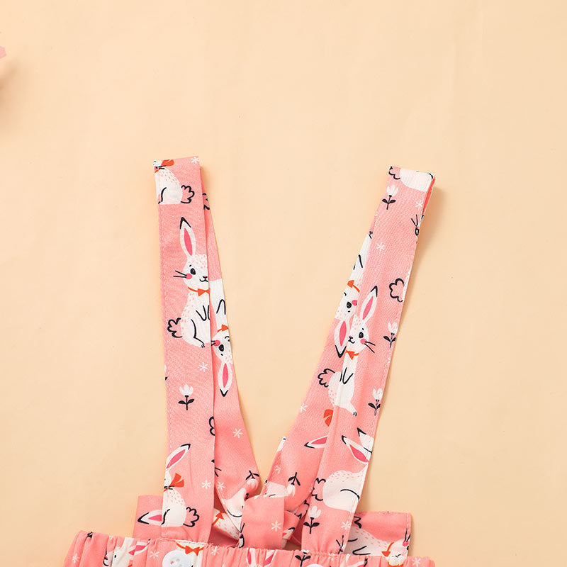 Baby Summer Easter Bunny Full Print Suspenders 3 Pcs Set