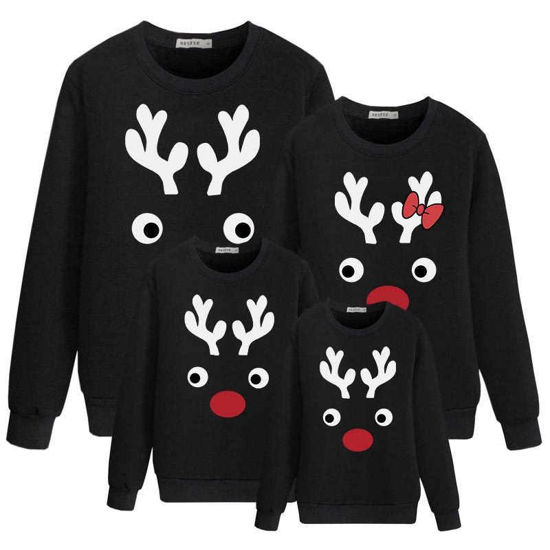 Family Matching Christmas Antler Printed Parent-child Cute Trend Shirts