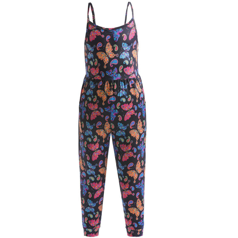 Kid Baby Girl Jumpsuit Long Suspenders Loose Pants