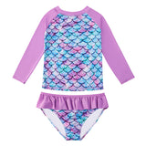 Kid Girls Separate Swimsuit Long-sleeved Bikini Mermaid Swimwear