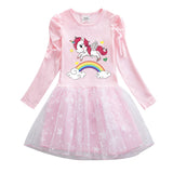 Kid Baby Girl Unicorn Star Cartoon Gauze Dresses