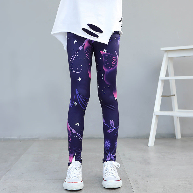 Kid Girls Leggings Travel Pants Student Casual Wear Customizable Leggings Pants