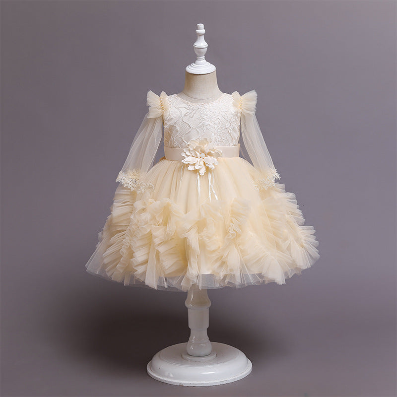 Baby Girl Princess Piano Performance Gauze Pompous Flower Dress