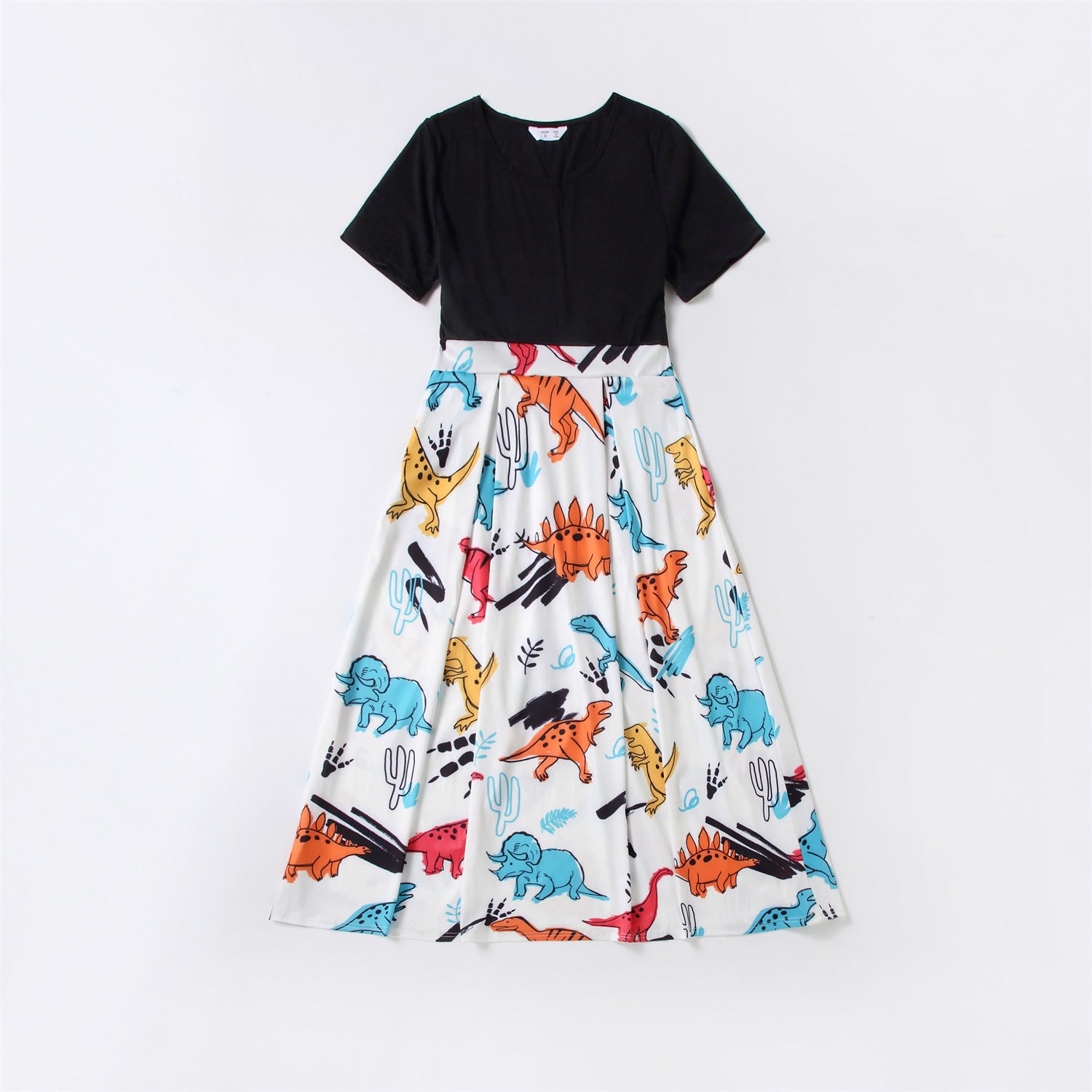Family Matching New Parent-child Round Collar Short Sleeves Dinosaur Dresses