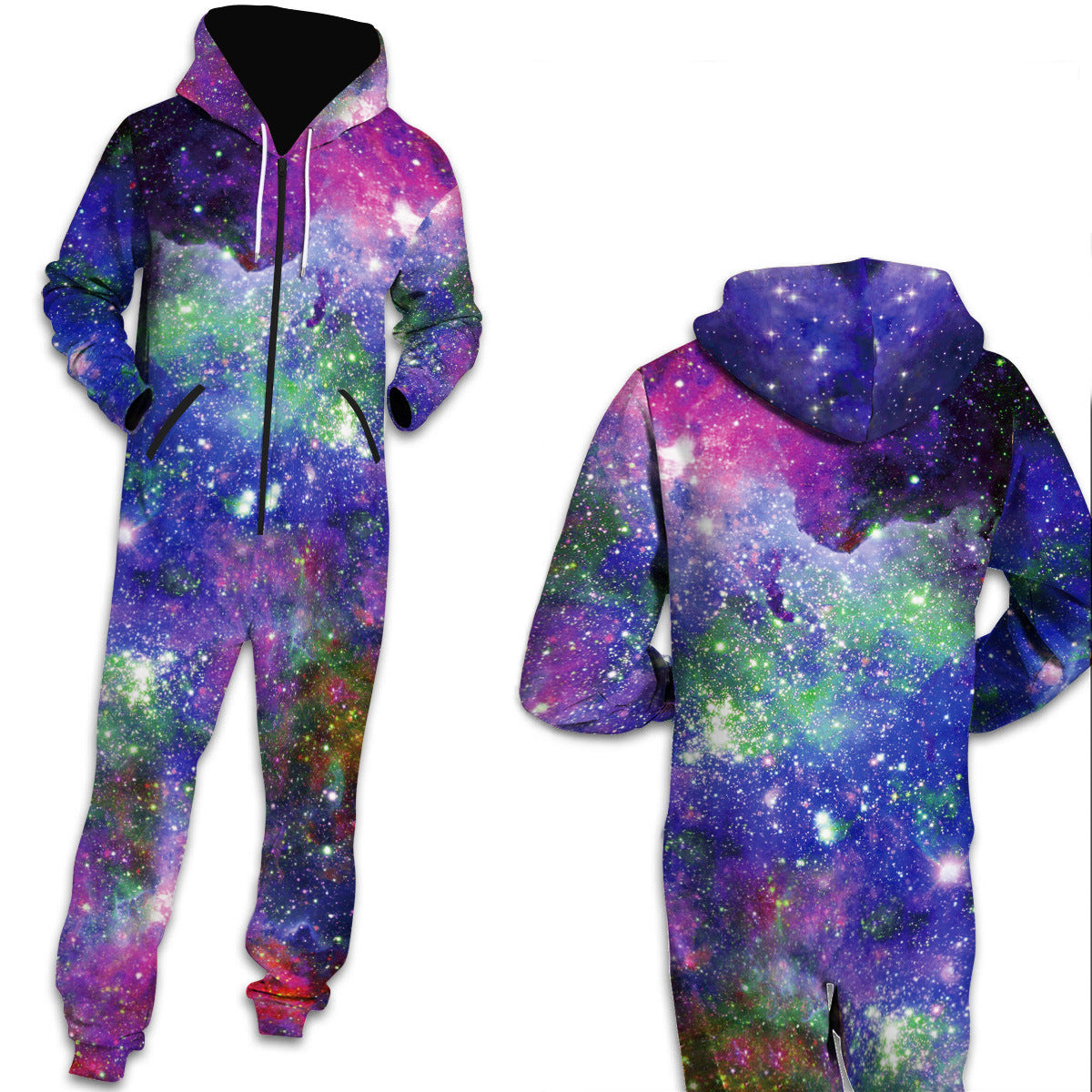 Family Matching Star Digital Print Fashion Zipper Long Sleeve Pajamas