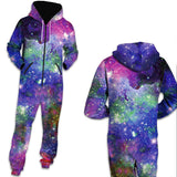 Family Matching Star Digital Print Fashion Zipper Long Sleeve Pajamas