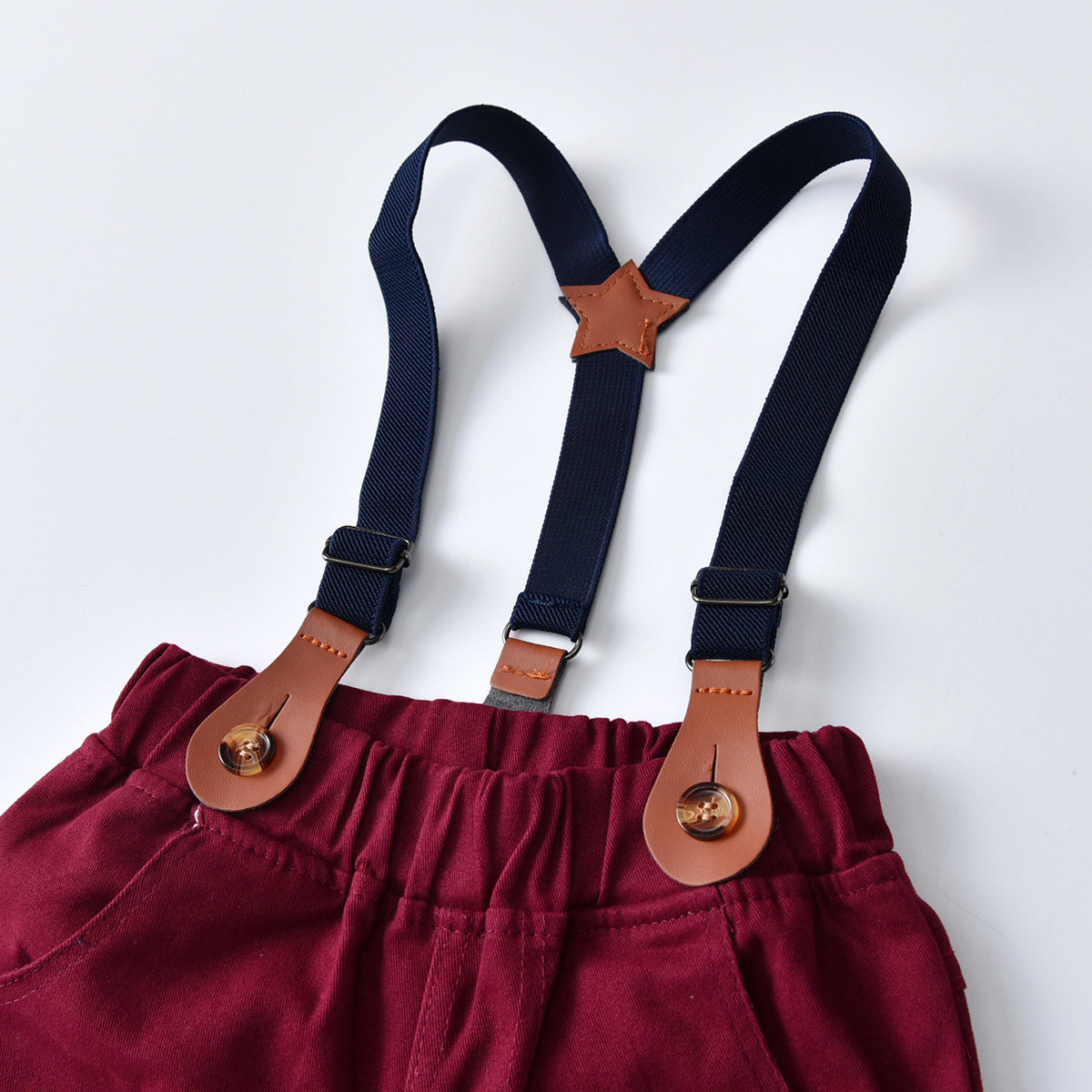 Kid Baby Boy Suit Long Sleeve Cardigan Gentlemen Suspenders 3 Pcs Sets