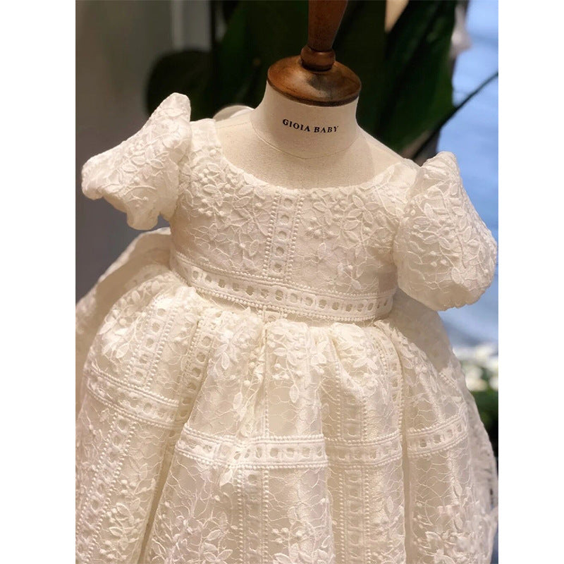 Kid Baby Girl Birthday Peng White High-end Flower Dresses