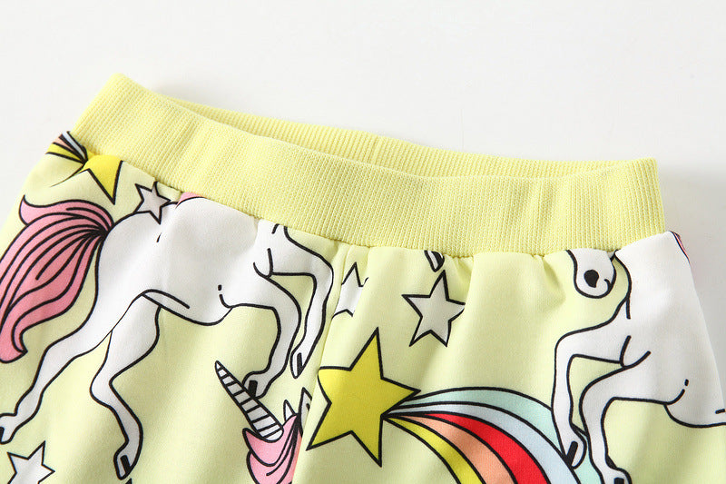 Kid Baby Girls Long Sleeve Cartoon Unicorn Tracksuit 2 Pcs Set Pajamas