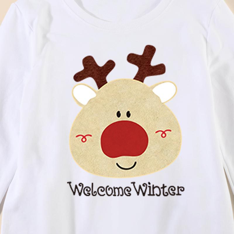 Family Matching Round Neck Warm Christmas Cartoon Bear Shirts Tops
