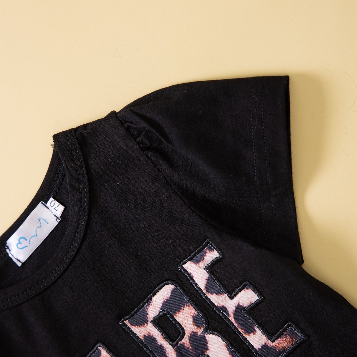 Summer Baby Girl Letter Print Short Sleeve Leopard Print 2 Pcs Sets