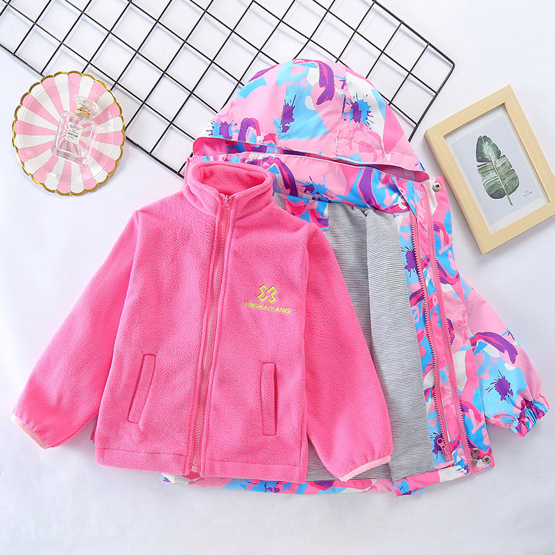 Kid Girls Trench Extra Thick Autumn Winter Detachable Storm Coats