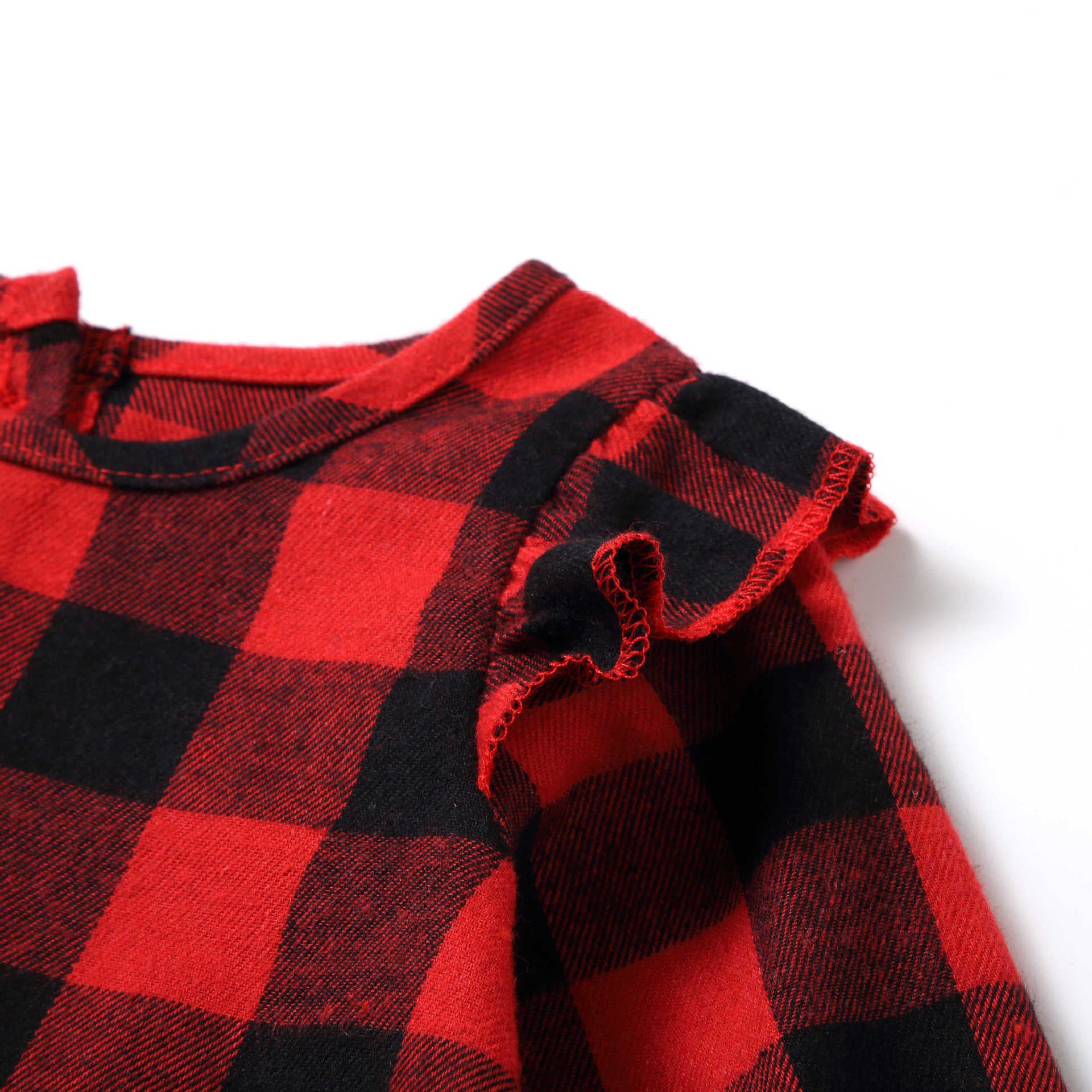 Family Matching Parent-child Spliced Plaid Christmas Dresses