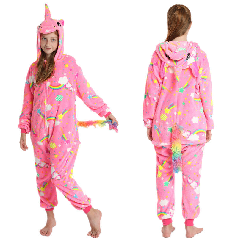 Kid Baby Girl Luminous Tianma Cartoon Animal One-piece Unicorn Pajamas