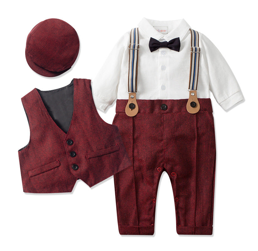 Kid Boy Baby British Climbing Gentleman With Hats 3 Pcs