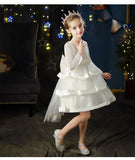 Kid Girl Flower Birthday Wedding Princess Long-sleeved Performance Dresses