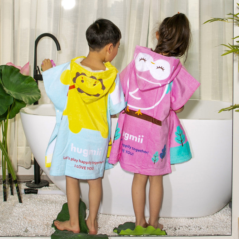 Infant Baby Bathrobe Cartoon Towel Robe Hooded Cloak Pajamas